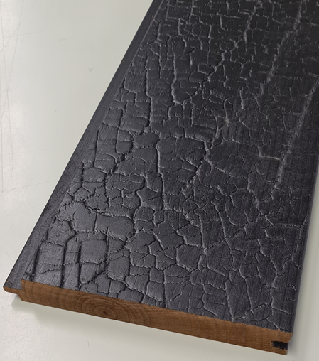 Thermowood grenen planchet 20x130mm gebrande look, zwart